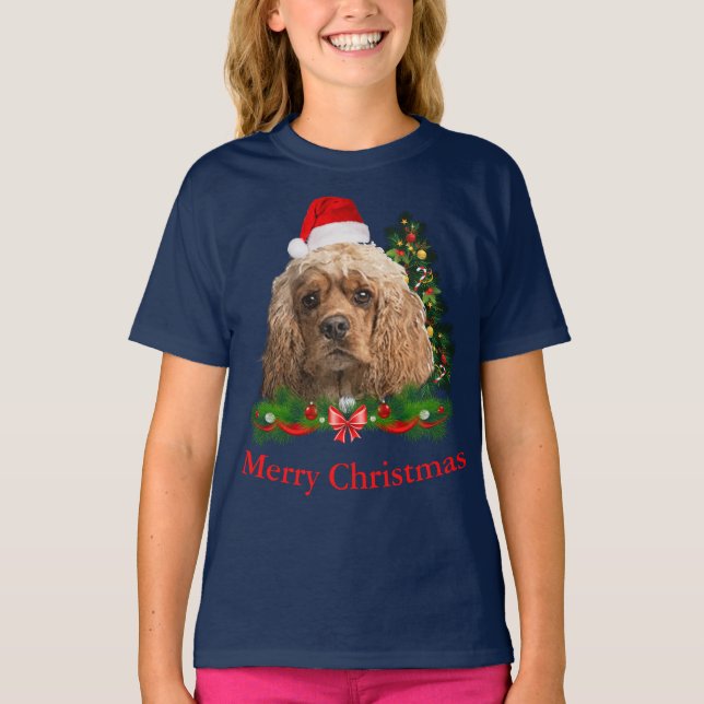 Camiseta de Navidad de Cocker spaniel (Anverso)