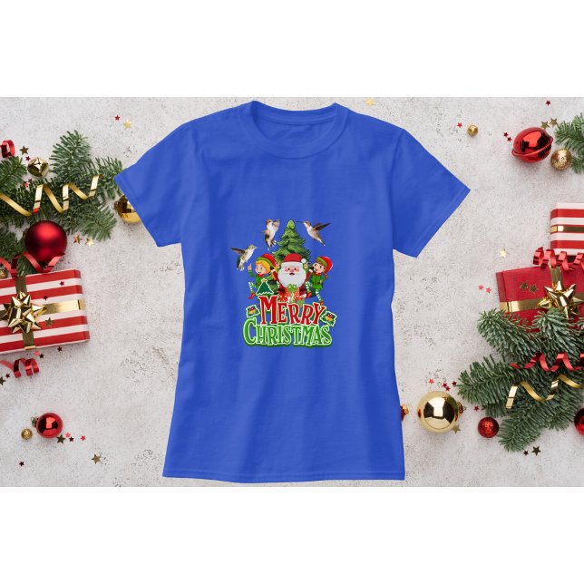 Camiseta de Navidad de Colibrí Azul con Duendes (Subido por el creador)