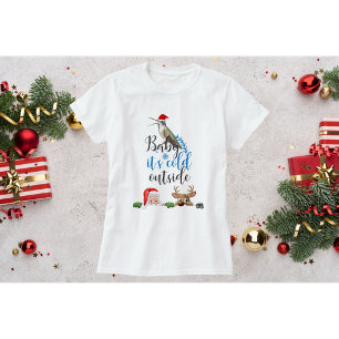 Camiseta de Navidad de Colibrí-Bebé hace frío afue