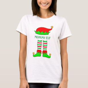 Camiseta de Navidad de elfa mamá linda y moderna