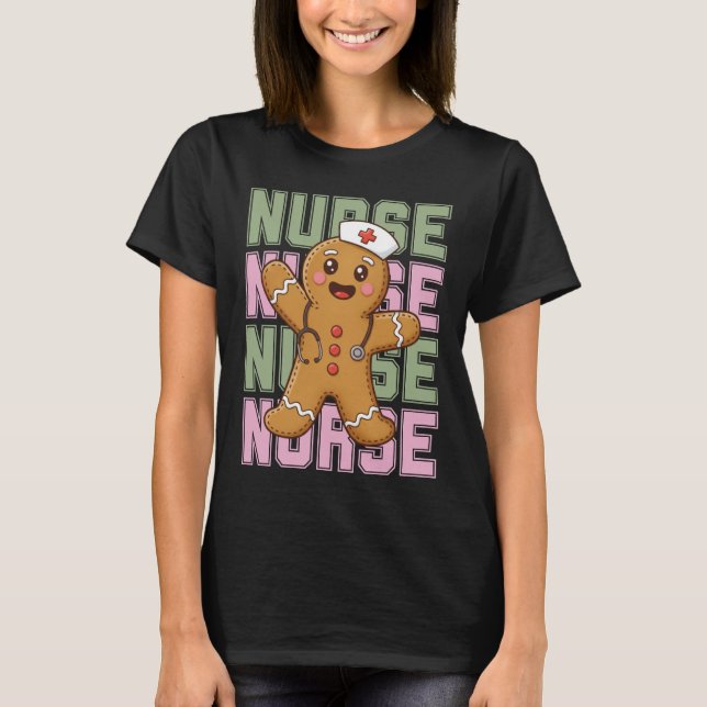 Camiseta de Navidad de Enfermera de Pan de Jengibr (Anverso)