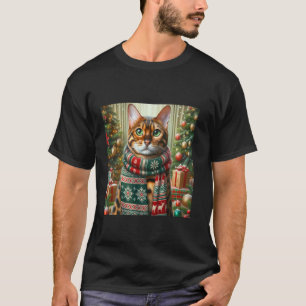 Camiseta de Navidad de gato de Bengala Arte de cam