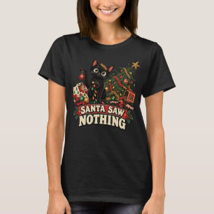 Camiseta de Navidad de Gato Negro Santa No Vio Nad