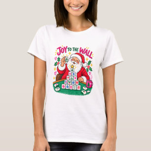 Camiseta de Navidad de Mahjong Santa Alegría en la