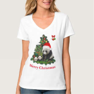 Camiseta de Navidad de osos panda