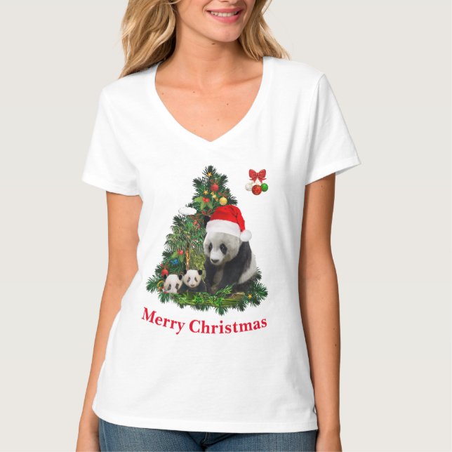Camiseta de Navidad de osos panda (Anverso)