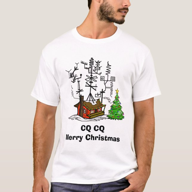 Camiseta de Navidad de Radioaficionados CQ (Anverso)