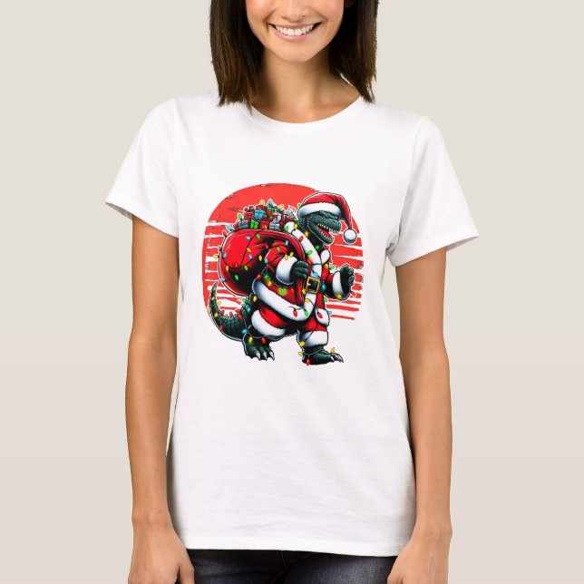 Camiseta de Navidad de Santazilla Monstruo Japonés (Anverso)
