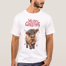 Camiseta de Navidad de vaca de las Highlands