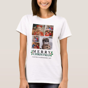 Camiseta de Navidad familiar personalizada con 6 f