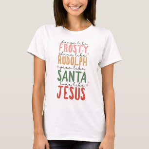 Camiseta de Navidad Frosty Rudolf Santa Jesús