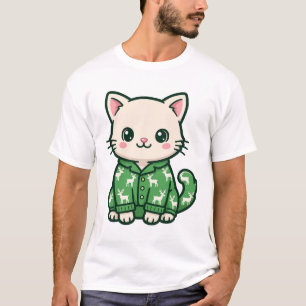 Camiseta de Navidad Gatito Pijama de Navidad