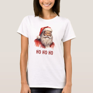 Camiseta de Navidad Ho Ho Ho de Papá Noel negro