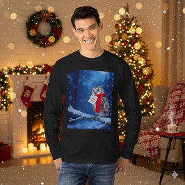 Camiseta de Navidad Invernal con Búho Majestuoso