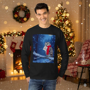 Camiseta de Navidad Invernal con Búho Majestuoso