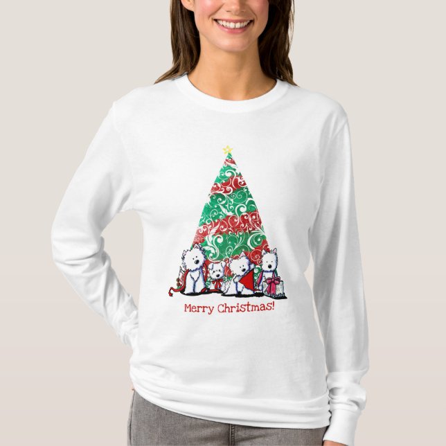 Camiseta de Navidad KiniArt Westies (Anverso)
