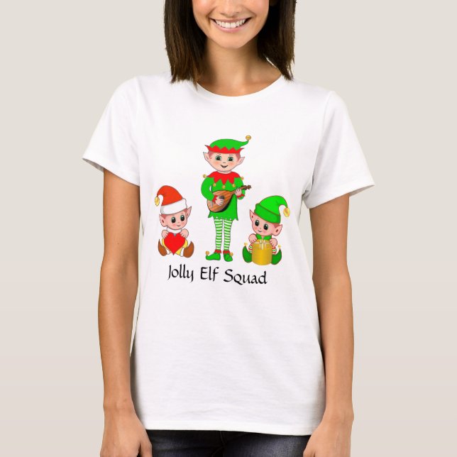Camiseta de Navidad Moderna de Elfo Alegre (Anverso)