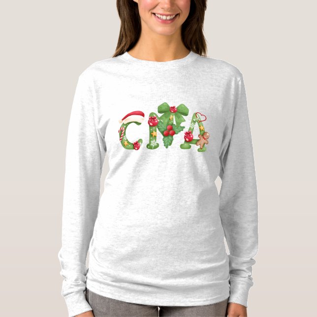 Camiseta de Navidad para Enfermera Asistente Certi (Anverso)