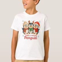 Camiseta de Navidad para niños Just a Merry Pengui