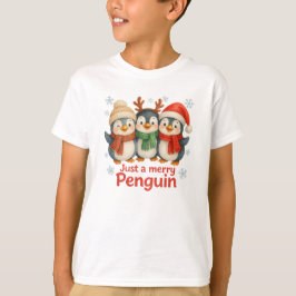 Camiseta de Navidad para niños Just a Merry Pengui