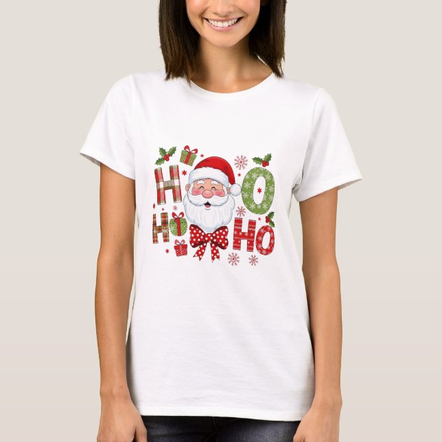 Camiseta de Navidad personalizada de Papá Noel "Ho (Anverso)