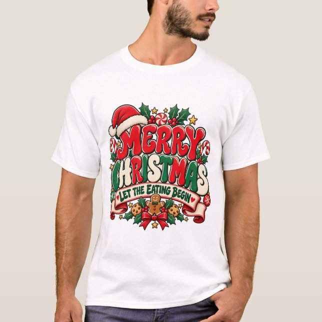 Camiseta de Navidad Que comience la comida (Anverso)