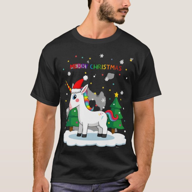 Camiseta de Navidad Unicornio Niñas Ropa de Navida (Anverso)