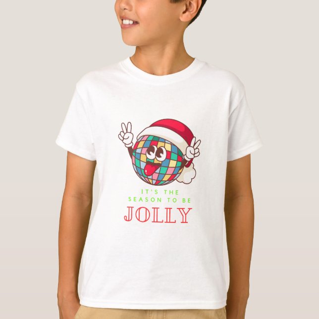 Camiseta de Navidades amables para niños: alegre y (Anverso)