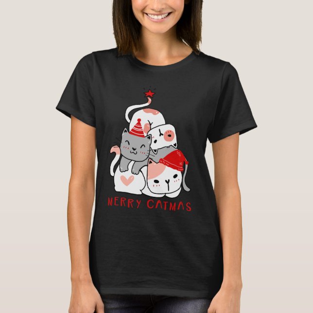 Camiseta de Navidades de Cats Cute de Feliz Navida (Anverso)