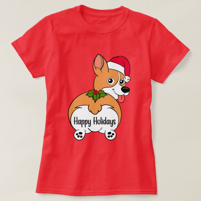 Camiseta de Navidades de perro de Corgi (Diseño del anverso)