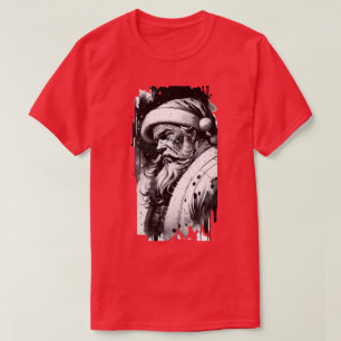 Camiseta de Navidades de tinta negra de Santa Clau