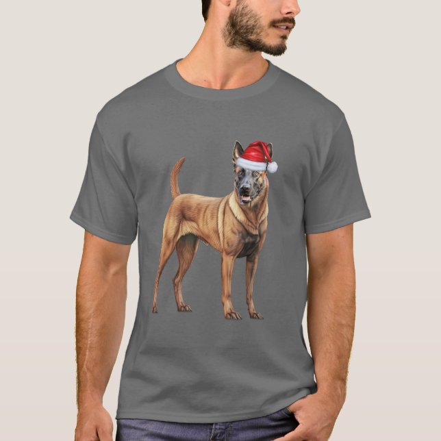 Camiseta de Navidades divertidos de malinois perro (Anverso)
