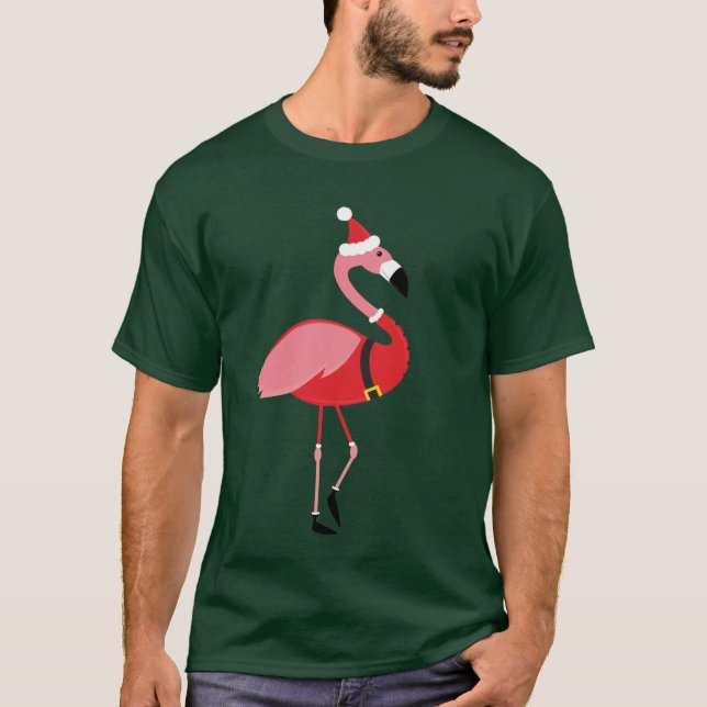 Camiseta de Navidades divertidos de Santa Flamingo (Anverso)