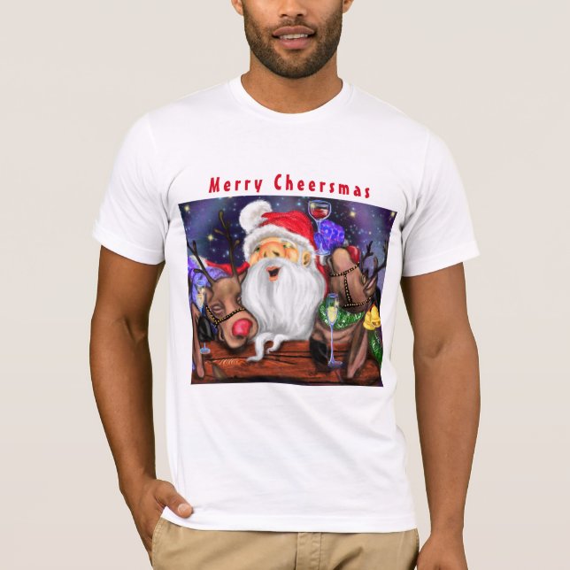 Camiseta de Navidades divertidos de Santa y los re (Anverso)