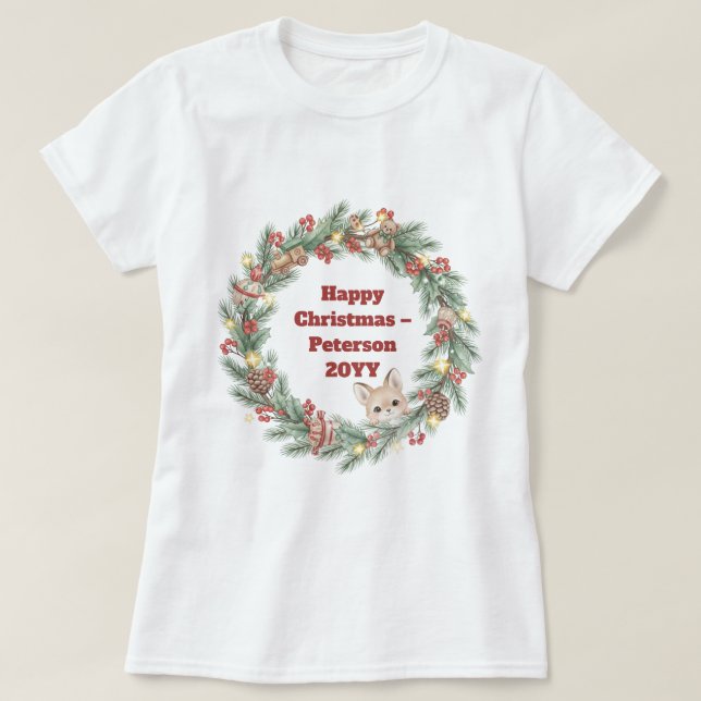 Camiseta de Navidades familiares - corona de Navid (Diseño del anverso)