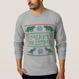 Camiseta de Navidades feos de dinosaurio masculino