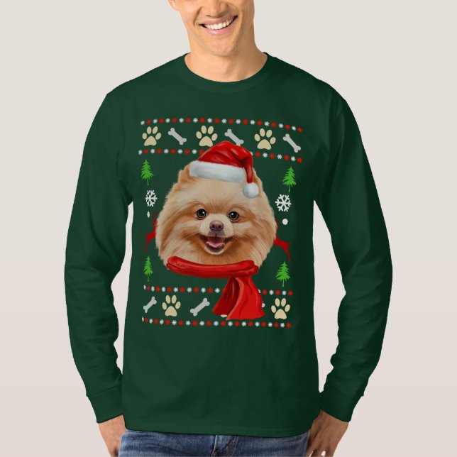 Camiseta de Navidades feos de perro de Pomerania (Anverso)