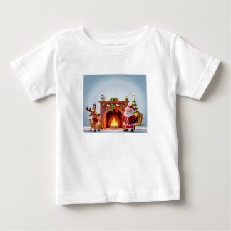Camiseta de Navidades festivos con Santa y Reinde