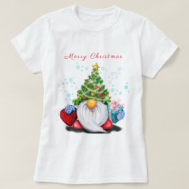 Camiseta de navidades Gnome feliz con regalo