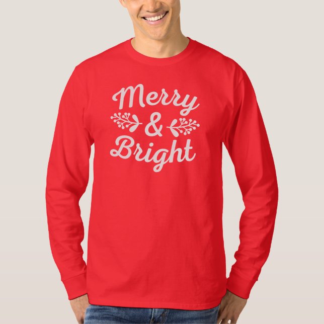 Camiseta de Navidades merry y Bright (Anverso)