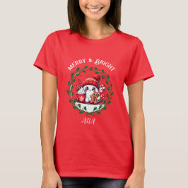 Camiseta de Navidades modernos merry y luminosos