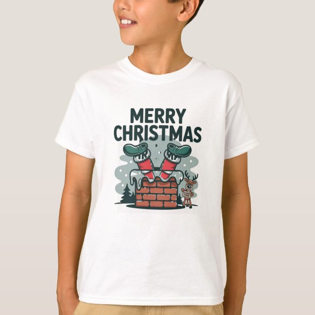 Camiseta de Navidades para niños - Feliz y brillan (Anverso)