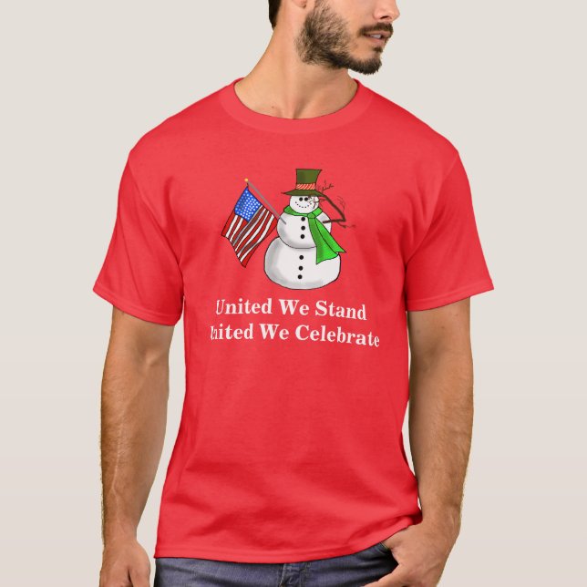 Camiseta de Navidades Patrióticos de Snowman (Anverso)