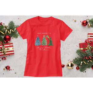 Camiseta de Navidades Red Hummingbird con árboles
