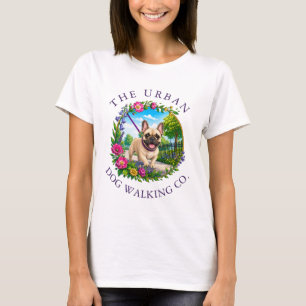 Camiseta de Negocio de Paseo de Perros con Bulldog