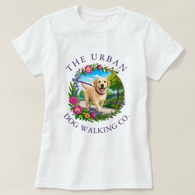 Camiseta de Negocio de Paseo de Perros con Labrado (Diseño del anverso)
