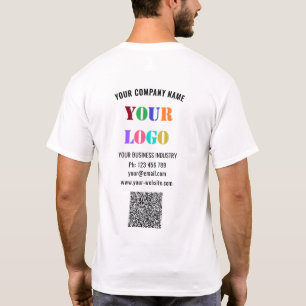 Camiseta de negocios con código QR de texto de log