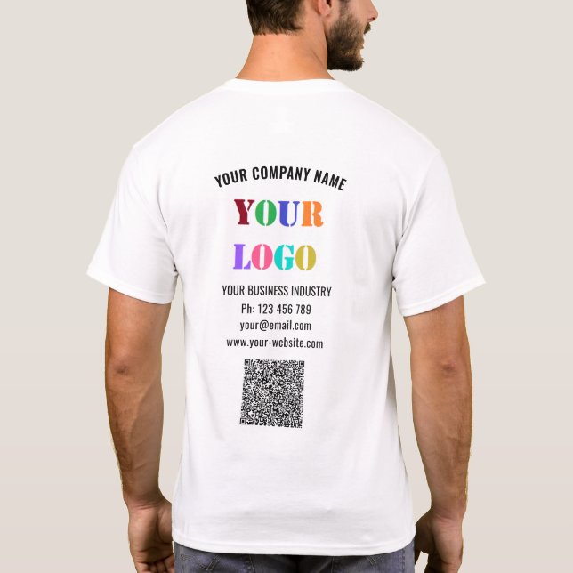 Camiseta de negocios con código QR de texto de log (Reverso)