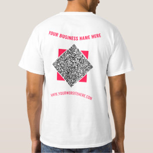 Camiseta de negocios con código QR, texto y colore
