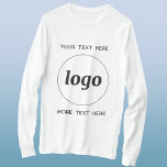 Camiseta De Negocios Con Logotipo Y Texto Simple<br><div class="desc">Agregue su propio logotipo y texto de su elección a este diseño. Elimine el texto superior o inferior si lo prefiere. Minimalista y profesional. Ideal para la marca de los empleados,  para eventos corporativos y ferias comerciales,  o como producto promocional para sus clientes.</div>